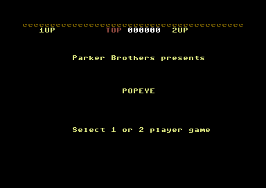 Popeye title screen for Commodore 64